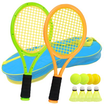 Kids Tennis Racket for Baby,Child and Kids Age 3~15,Toddler Tennis Racket Set Including 4 Shuttlecocks,2 Tennis Balls,2 Foam Balls and 1 Carrying Bag (Orange&Green)