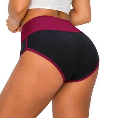 ALWAYS Booty Shorts for Women High Waisted Soft Yoga Gym Shorts Black Burgundy 2XL
