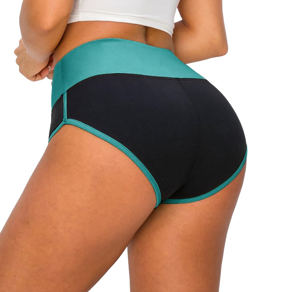 ALWAYS Booty Shorts for Women High Waisted Soft Yoga Gym Shorts Black Teal L