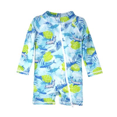 Flap Happy Newborn/Toddler One Piece Swimsuit | UPF 50+ Sun Protective Rash Suit | Sustainably Made from Recycled Plastic Bottles | Girls and Boys Shorty Surf Swimsuit, Undersea Paradise, 12m