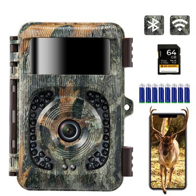 K&F CONCEPT 4K 48MP WiFi Trail Camera, Bluetooth Game Camera with No Glow Night Vision Motion Activated Waterproof, 0.2s Trigger Time, 120 Wide-Angle, 2.4'' LCD for Outdoor Wildlife Monitoring