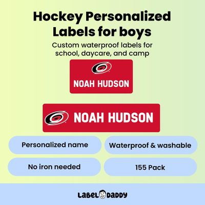 Label Daddy Hockey Labels - Customize Waterproof Name Labels for School Supplies, Clothing, Bottles, Day Camp, Sports & Organization - Peel and Stick Durable Labels - 155 Pack | Florida Panthers