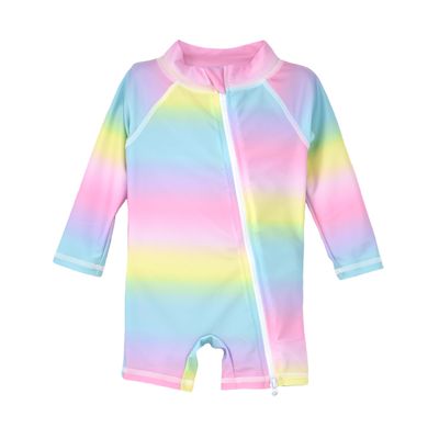 Flap Happy Unisex Baby UPF 50+ Shortie Surf Swimsuit, Rainbow Ombre