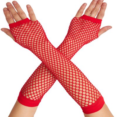 OTPEH Lone Fishnet Gloves Fingerless For Women Fish Net Arm Sleeve Mesh Emo Goth Punk 80s Scene Accessories