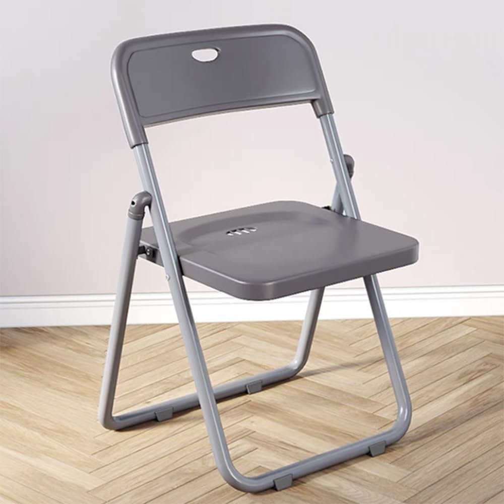HCZION Plastic Folding Chair Outdoor Stackable Chair Portable Dining Chairs Fold Up Party Chair Garage Folding Stool with Backrest Lightweight Camping Chair (Color : Grey)