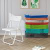 HCZION Plastic Folding Chair Outdoor Stackable Chair Portable Dining Chairs Fold Up Party Chair Garage Folding Stool with Backrest Lightweight Camping Chair (Color : Grey) view 4