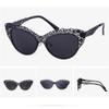 HPIRME Cat Eye Sunglasses Flower Hollow Metal Frame Vintage Retro Cateye Sun Glasses Lady Shades,C5 GOLD GREEN,one size view 4