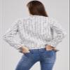 ebossy Women's Elegant Open Front Round Neck Fringed Plaid Tweed Jacket (Small, White) view 3