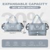 Travel Bag, Waterproof Duffel Gym Tote Bag, Weekender Carry On Overnight Bags for Women with Trolley Sleeve Wet Pocket, Travel Duffel Bags Hospital Bag, Grey Blue view 3