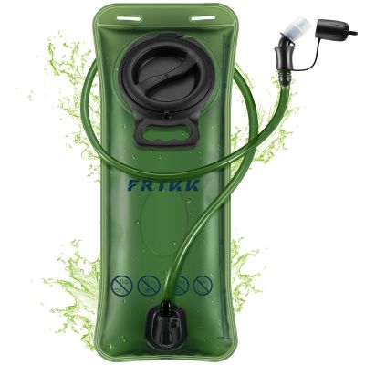 FRTKK 2L/3L Hydration Bladder, Leak Proof Water Bladder for Hiking Backpack, BPA Free Wide Opening Ergonomic Shape Water Reservoir for Running Hiking Cycling Camping (Military Green - 3L)