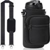 Crownnie Queen 25/32/40 OZ Sports Water Bottle Crossbody Sling Bag Case Sleeve with Adjustable Shoulder Strap and Pockets for Hiking, Travel, Running or Fitness (Black) view 2