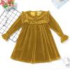 AFAVOM Toddler Baby Girls Velvet Tutu Dress Kids Long Sleeve Christmas Birthday Party Dresses Little Princess Pageant Flower Girl Wedding Formal Gown Winter Fall Clothes Yellow Ruffle 6-7 Years view 3