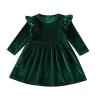 AFAVOM Toddler Baby Girls Velvet Tutu Dress Kids Long Sleeve Christmas Birthday Party Dresses Little Princess Pageant Flower Girl Wedding Formal Gown Winter Fall Outfit Clothes Green 2-3 Years view 1