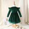 AFAVOM Toddler Baby Girls Velvet Tutu Dress Kids Long Sleeve Christmas Birthday Party Dresses Little Princess Pageant Flower Girl Wedding Formal Gown Winter Fall Outfit Clothes Green 2-3 Years view 2