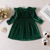 AFAVOM Toddler Baby Girls Velvet Tutu Dress Kids Long Sleeve Christmas Birthday Party Dresses Little Princess Pageant Flower Girl Wedding Formal Gown Winter Fall Outfit Clothes Green 2-3 Years view 3