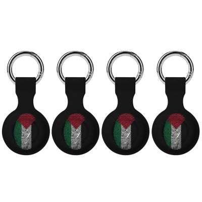 Flag of Palestine Finger Protective Case Compatible with AirTag Silicone Key Finder Case Cover with Keychain 4PCS