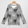 Funny Black and Grey Llama Women's Sweatshirt V Neck Long Sleeve Shirts Pullover Blouses Casual T-Shirt Tops L view 3