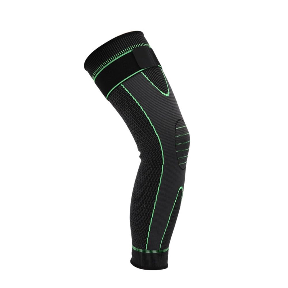 coonitac 1 Pair Strap Compression Long Knee Pads Sport High Stretch Breathable Knee Pads Riding Dance Long Strap Sports Warm Knee Pads (Green,X-Large)