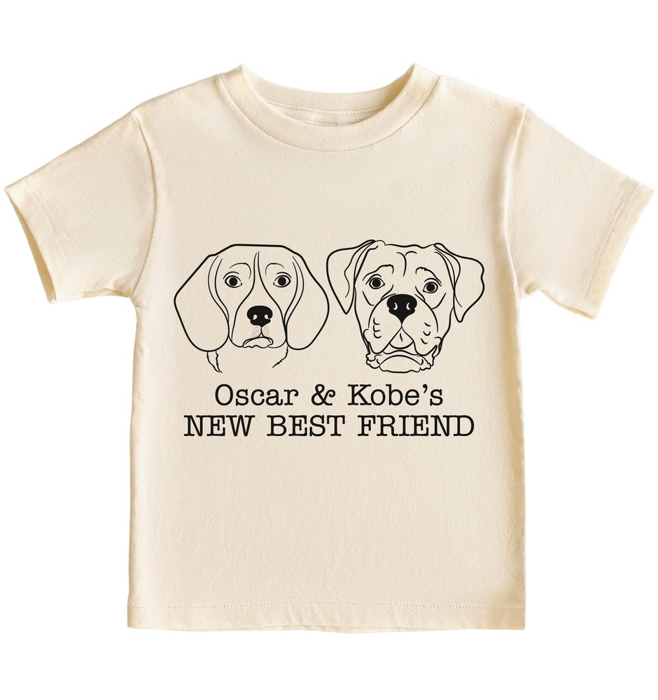 CAOMP Personalized New Best Friend Dog Lover Pet Youth Toddler Shirt Dog Name Breed T-Shirt Athletic Heather 6 M .#01971