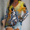 Novelty Fencing Women's Sweatshirt V Neck Long Sleeve Shirts Pullover Blouses Casual T-Shirt Tops 4XL view 2