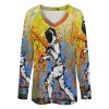 Novelty Fencing Women's Sweatshirt V Neck Long Sleeve Shirts Pullover Blouses Casual T-Shirt Tops 4XL view 4