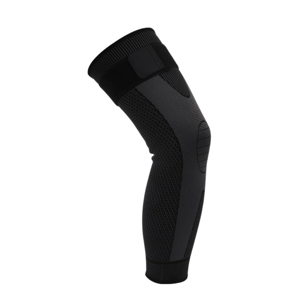 coonitac 1 Pair Strap Compression Long Knee Pads Sport High Stretch Breathable Knee Pads Riding Dance Long Strap Sports Warm Knee Pads (Black,X-Large)