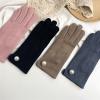 Women's Autumn Winter Gloves Warm Lined Touch Screen Driving Gloves Hand-stitched Pearls Suede Wrist Mitten Female (Color : Khaki) view 3