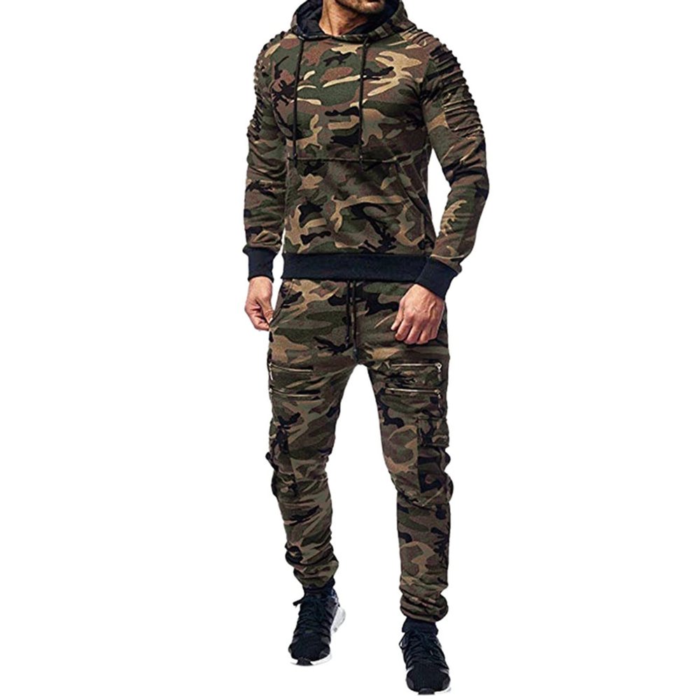 SUWBMHWE Sweatsuits for Men Slim Fit Suits for Men, Mens Fall Winter Casual Two Piece Zip Collar Shirt Drawstring Long Sleeve Pocket Pant Set 80s Outfit for Men Costume