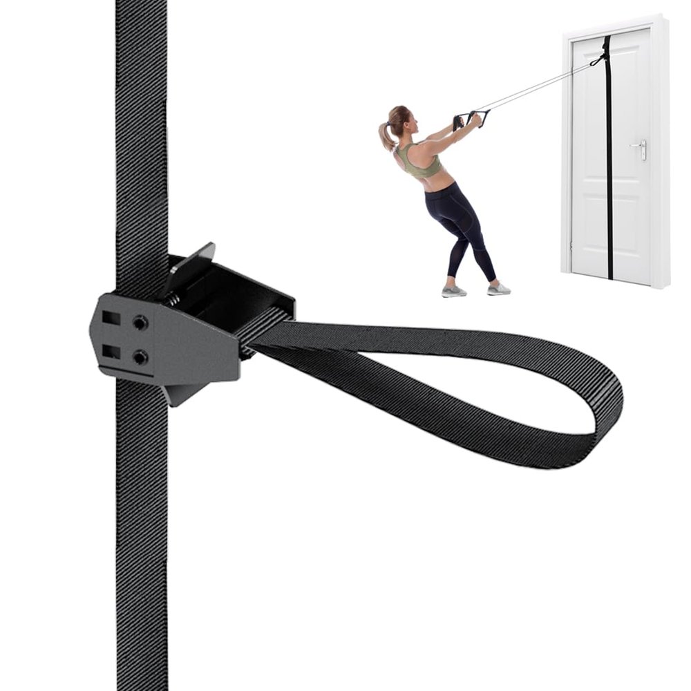 FITKIT Door and Wall Sliding Anchor Straps with Movable Multi Points for Resistance Bands, Workout Attachment for Home Gym, Fits 6-8 ft Doors