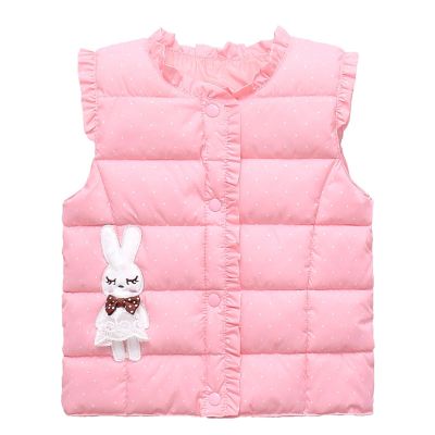 Baby Boys Girls Cute Cartoon Vest Winter Warm Lightweight Sleeveless Button Jacket Clothes for Kids (Pink, 8-10 Years)
