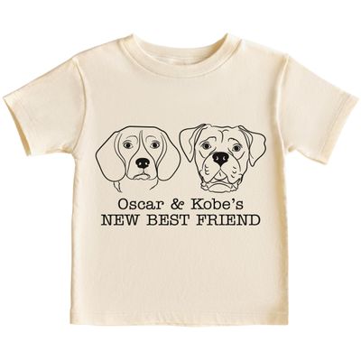 CAOMP Personalized New Best Friend Dog Lover Pet Youth Toddler Shirt Dog Name Breed T-Shirt Athletic Heather 5-6T #01971