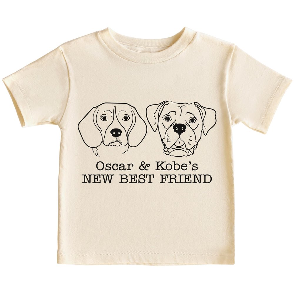 CAOMP Personalized New Best Friend Dog Lover Pet Youth Toddler Shirt Dog Name Breed T-Shirt Athletic Heather 5-6T #01971