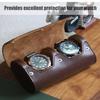 Bonaking Premium Leather Travel Case, Variable Size Pillow Design, Roll Organizer for Men and Women, Brown 2 Slot Portable Storage Box With Faux Suede Fabric Lining view 2