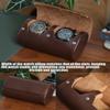 Bonaking Premium Leather Travel Case, Variable Size Pillow Design, Roll Organizer for Men and Women, Brown 2 Slot Portable Storage Box With Faux Suede Fabric Lining view 4