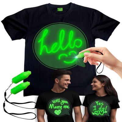 tismilek Glow in The Dark T-Shirt for Unisex, Neon Shirt for Women & Men, Blacklight Clothes for Glow Party, XL Size