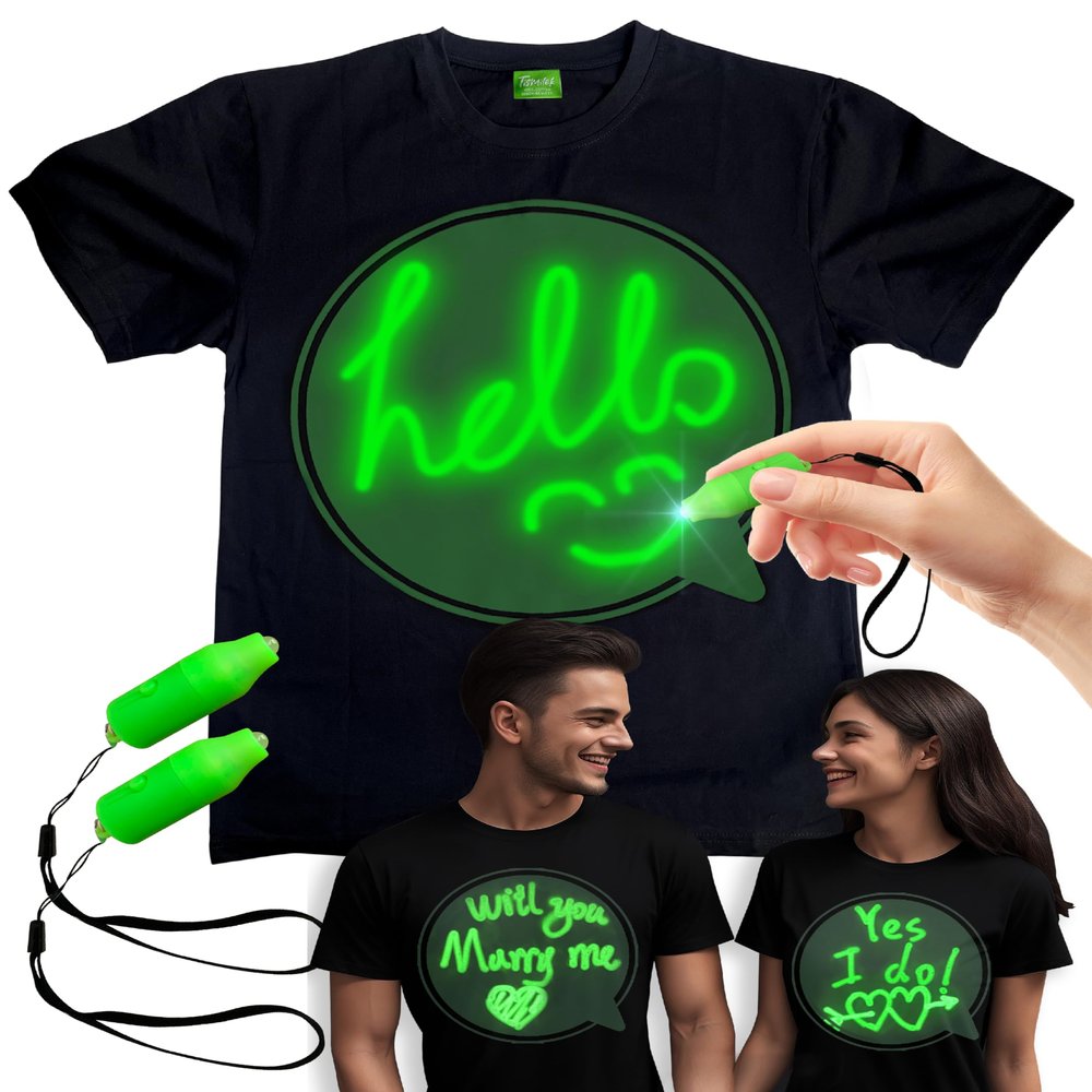 tismilek Glow in The Dark T-Shirt for Unisex, Neon Shirt for Women & Men, Blacklight Clothes for Glow Party, XL Size