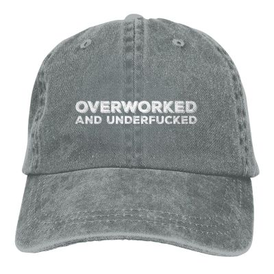 Funny Hat Overworked and Underfucked Hat for Women Baseball Hats Vintage Cap Gray