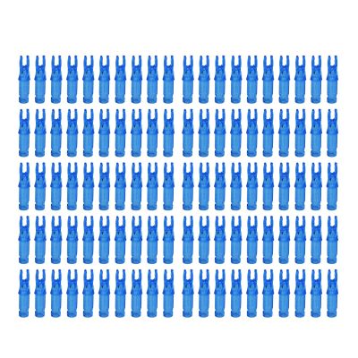 Yuecoom 100pcs Archery Arrow Nock, Durable Plastic Insert Arrow Nocks, Light Weight Archery Bow Replacement for Carbon Fiberglass Arrow Stem(Blue)