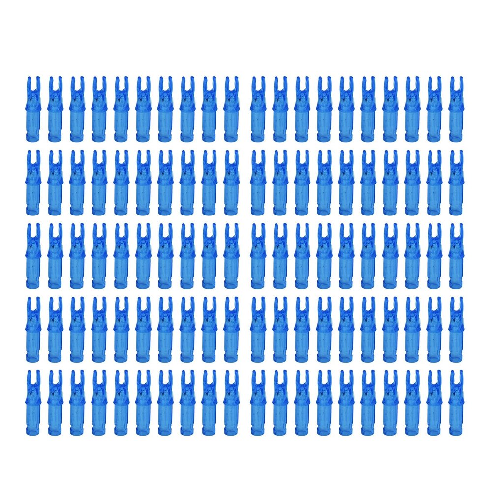 Yuecoom 100pcs Archery Arrow Nock, Durable Plastic Insert Arrow Nocks, Light Weight Archery Bow Replacement for Carbon Fiberglass Arrow Stem(Blue)