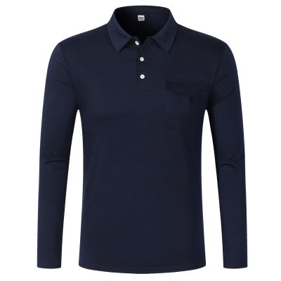 Men's Long Sleeve Golf Polo Shirts 3 Button Performance Lapel Collar Casual Tops Lightweight Outdoor Hiking Sport Shirt Navy