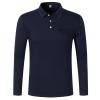 Men's Long Sleeve Golf Polo Shirts 3 Button Performance Lapel Collar Casual Tops Lightweight Outdoor Hiking Sport Shirt Navy view 1