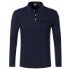 Men's Long Sleeve Golf Polo Shirts 3 Button Performance Lapel Collar Casual Tops Lightweight Outdoor Hiking Sport Shirt Navy view 2