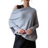 Asymmetric Draped Jumper, Casual Batwing Sleeve Knit SweaterOff The Shoulder Sweater Slouchy Knit Pullover (D) view 1