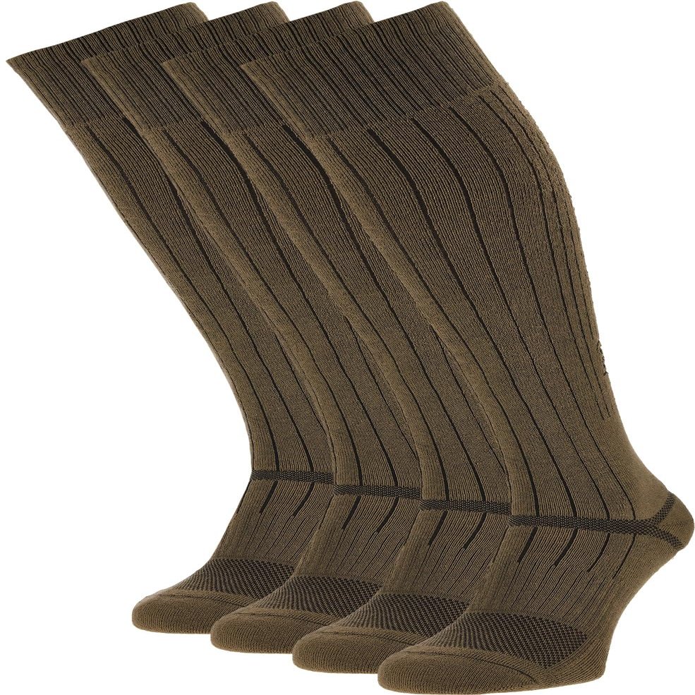 281Z Military Demi Season Breathable Knee High Cushioned Uniform Boot Socks - Tactical Trekking Hiking - Outdoor Fishing Hunting (Coyote Brown)(X-Small 4 Pairs Pack)