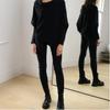 Asymmetric Draped Jumper, Casual Batwing Sleeve Knit SweaterOff The Shoulder Sweater Slouchy Knit Pullover (B) view 2