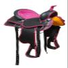 Y&Z Enterprises Western Barrel Racing Horse Saddle Synthetic with Tack Set (Headstall Breastplate Rein) and Saddle Pad Available Seat Size 12" and 14" to 18" Inch (Black & Pink, 17" Inches) view 2