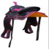 Y&Z Enterprises Western Barrel Racing Horse Saddle Synthetic with Tack Set (Headstall Breastplate Rein) and Saddle Pad Available Seat Size 12" and 14" to 18" Inch (Black & Pink, 17" Inches) view 3
