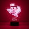 Custom Texas Tech University Red Raiders Logo LED Sign Night Light Lamp with Remote and Personalized Name or Image, Officially Licensed from the CLC by Mirror Magic Gifts, Made in the USA view 1