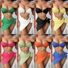 Bandeau Bikinis with Skirt Women Low Waist Swimming Costume Beach Equipment Bathers Lady Swimsuit Sexy Micro Beachwear (US, Alpha, Small, Regular, Regular, Blue) view 2