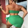 Bandeau Bikinis with Skirt Women Low Waist Swimming Costume Beach Equipment Bathers Lady Swimsuit Sexy Micro Beachwear (US, Alpha, Small, Regular, Regular, Blue) view 4